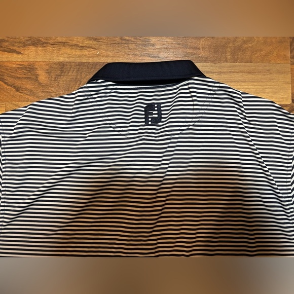 FootJoy Blue Striped Golf Polo Shirt Short Sleeve Stretch Performance Size Large - Picture 4 of 6